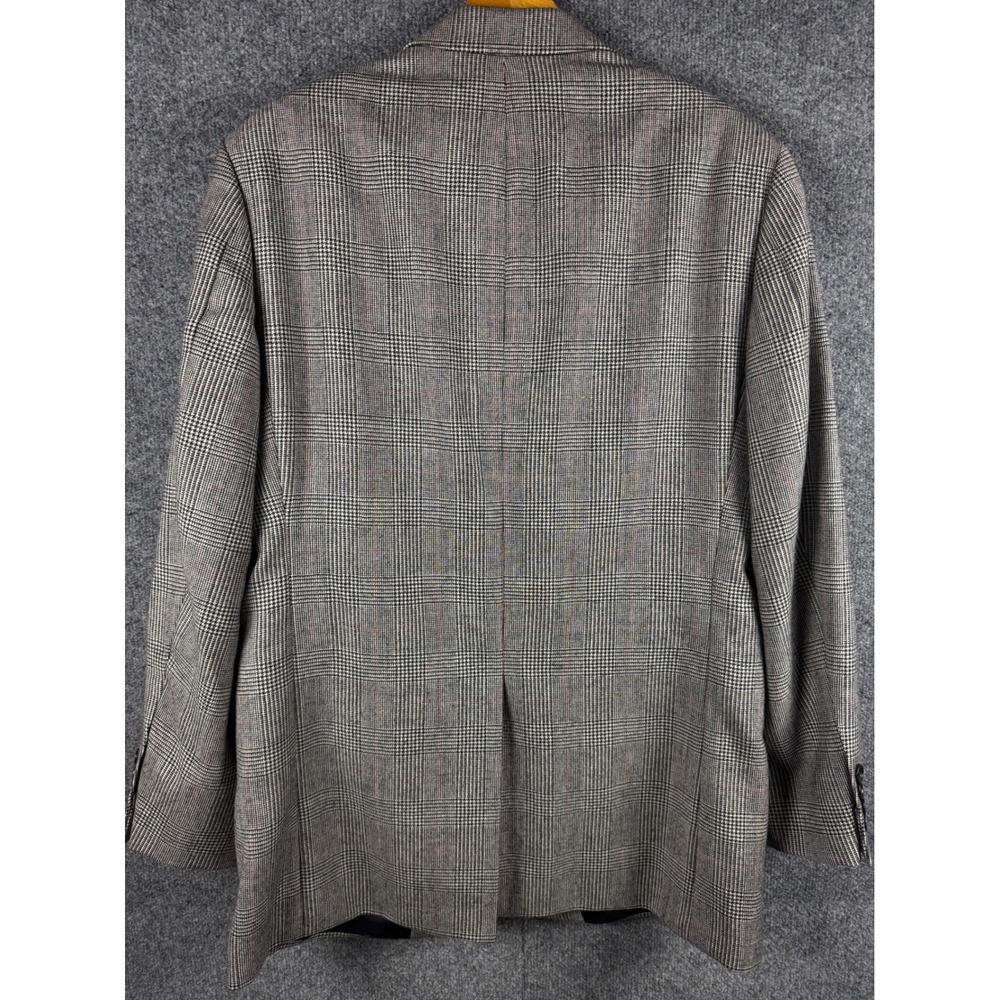 VTG Brooks Brothers 346 Mens 40R 100% Wool Glen Plaid Blazer Sport Coat Gray Red - Picture 3 of 15